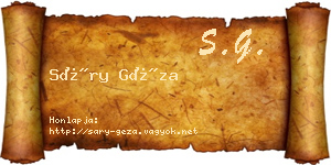 Sáry Géza névjegykártya